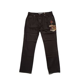 Reason embroidered black jeans